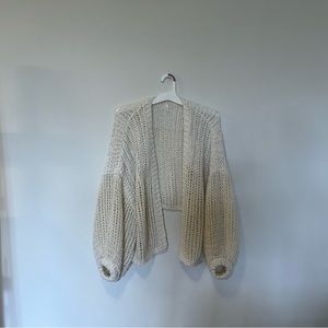 Free People Cream Open Weave Cardigan